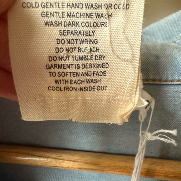 NWT FLANNEL Flint Frill Tunic Denim Dress Ruffle Baggy Oversized Pockets Blue L - Picture 8 of 8